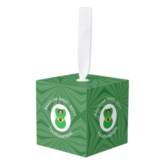 Braziliaanse kerst engel vlag gepersonaliseerd decoratie (Voorkant hoekig)