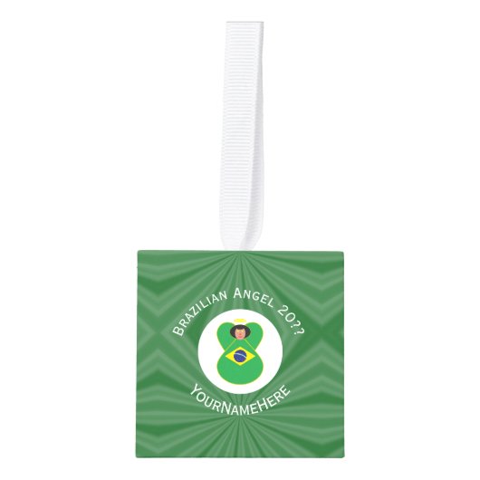 Braziliaanse kerst engel vlag gepersonaliseerd decoratie (Voorkant)