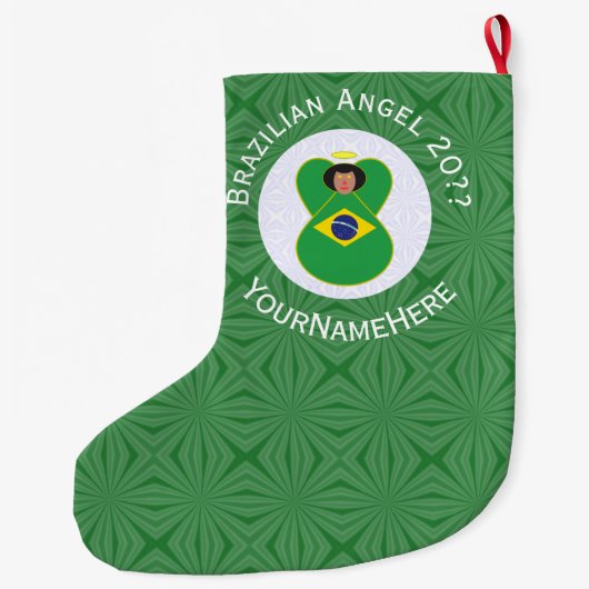 Braziliaanse kerst engel vlag gepersonaliseerd grote kerstsok (Achterkant)