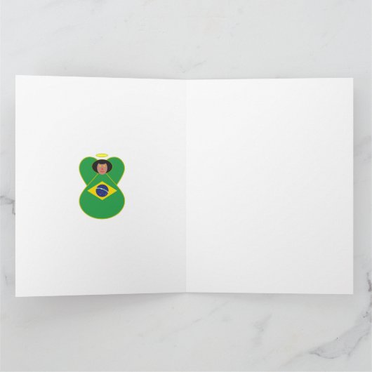 Braziliaanse kerst engel vlag gepersonaliseerd kaart (Binnen)