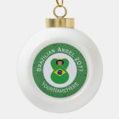 Braziliaanse kerst engel vlag gepersonaliseerd keramische bal ornament (Voorkant)