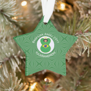 Braziliaanse kerst engel vlag gepersonaliseerd ornament
