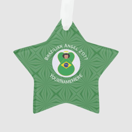 Braziliaanse kerst engel vlag gepersonaliseerd ornament (achterkant)