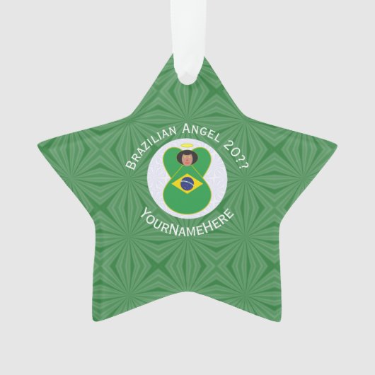 Braziliaanse kerst engel vlag gepersonaliseerd ornament (voorkant)
