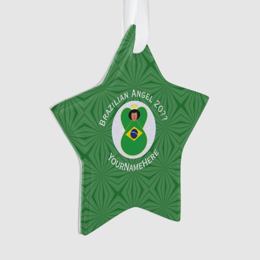 Braziliaanse kerst engel vlag gepersonaliseerd ornament (voorkant)