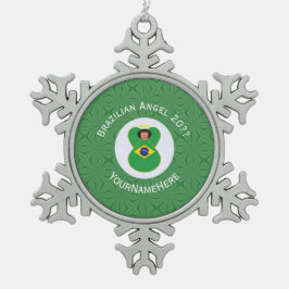 Braziliaanse kerst engel vlag gepersonaliseerd tin sneeuwvlok ornament