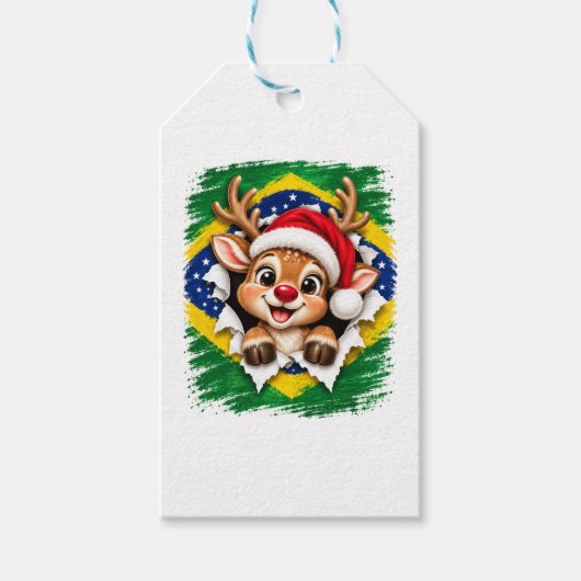 Braziliaanse Kerst Rendier Cadeaulabel (Voorkant)