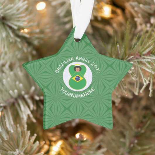 Braziliaanse Kerstengel Vlag Gepersonaliseerd  Ornament (Boom)