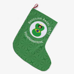Braziliaanse Kerstengel Vlag Persoonlijk  Grote Kerstsok