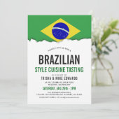 Braziliaanse keuken | Party Flag Witte Uitnodiging (Staand voorkant)