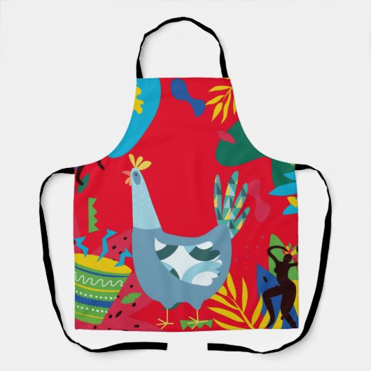Braziliaanse kip schilderij op All-Over Print Scho Schort (Voorkant)