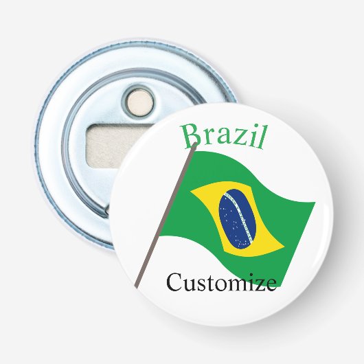 Braziliaanse Landenvlag Thunder_Cove Button Flesopener (Voorkant)