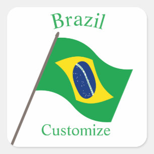 Braziliaanse Landenvlag Thunder_Cove Vierkante Sticker
