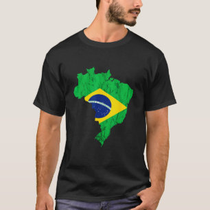 Braziliaanse landkaart Braziliaanse vlag T-shirt