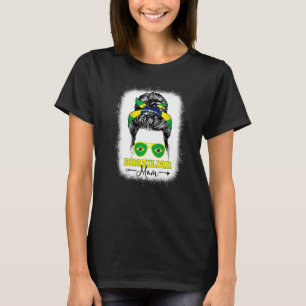 Braziliaanse Moeder Rommelige Knot Brazilië Vlag G T-shirt