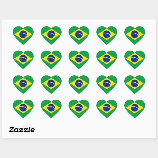 Braziliaanse nationale vlag hart sticker (Vel)