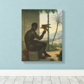 Braziliaanse neger met tropische vogel canvas afdruk (Insitu (Houten vloer))