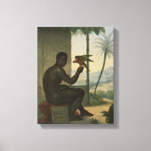 Braziliaanse neger met tropische vogel canvas afdruk (Voorkant)