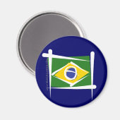 Braziliaanse penseelvlag magneet (Voorkant / Achterkant)