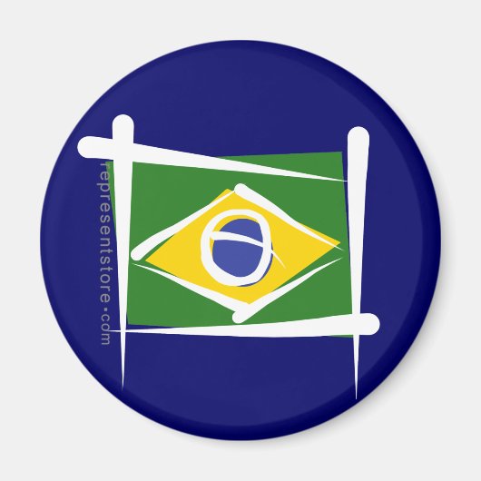 Braziliaanse penseelvlag magneet (Voorkant)