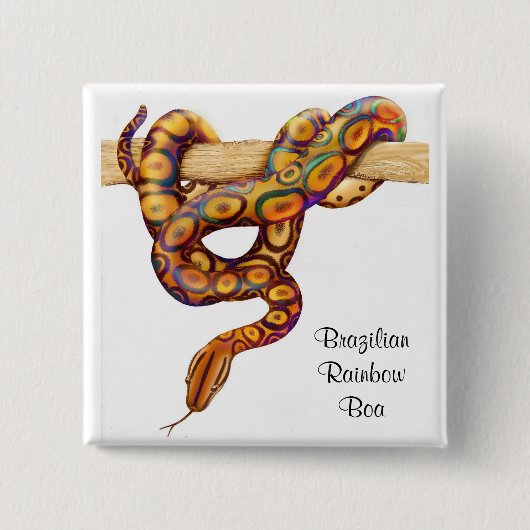 Braziliaanse Regenboogboa Pin Vierkante Button 5,1 Cm (Voorkant)