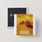 Braziliaanse reisposter vierkante button 5,1 cm (Voorkant /achterkant)