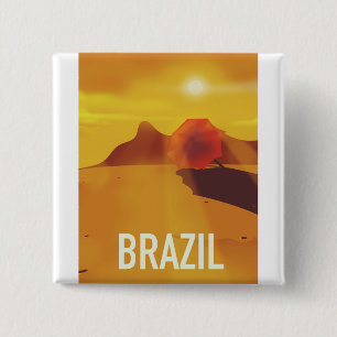 Braziliaanse reisposter vierkante button 5,1 cm