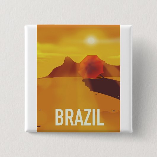 Braziliaanse reisposter vierkante button 5,1 cm (Voorkant)