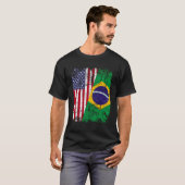 Braziliaanse Roots Half Amerikaanse vlag Brazilië T-shirt (Voorkant volledig)