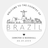 Braziliaanse skyline | Bruiloft Welkom Favor Ronde Sticker (Voorkant)