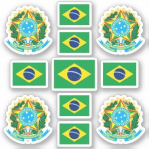 Braziliaanse staatssymbolen / wapenschild en vlag sticker