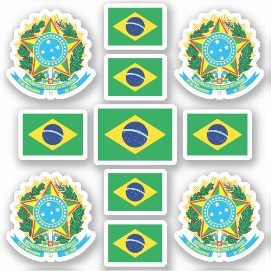 Braziliaanse staatssymbolen / wapenschild en vlag sticker (Voorkant)