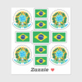 Braziliaanse staatssymbolen / wapenschild en vlag sticker (Vel)