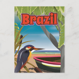 Braziliaanse strand ansichtkaart reisprint briefkaart