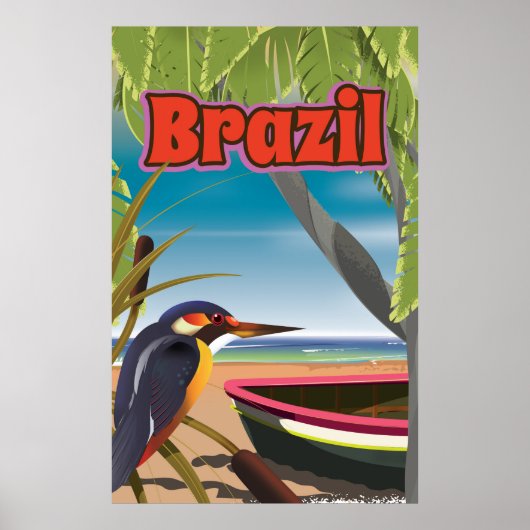Braziliaanse strand ansichtkaart reisprint poster (Voorkant)