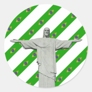Braziliaanse strepen vlag ronde sticker