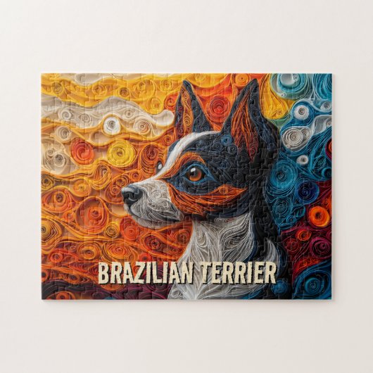 Braziliaanse Terrier Paper Quilling Art Dog Portre Legpuzzel (Horizontaal)