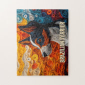 Braziliaanse Terrier Paper Quilling Art Dog Portre Legpuzzel (Verticaal)