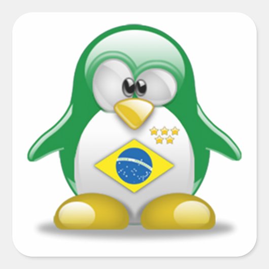 Braziliaanse Tux Vierkante Sticker (Voorkant)