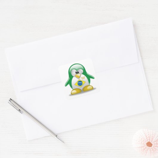 Braziliaanse Tux Vierkante Sticker (Envelop)