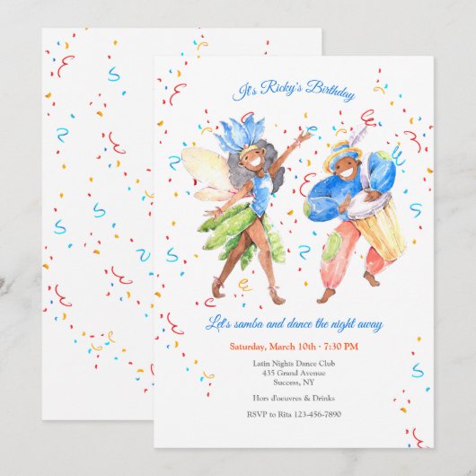 Braziliaanse uitnodiging voor Samba (Voorkant / Achterkant)