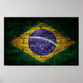 Braziliaanse vlag aan wand poster (Voorkant)