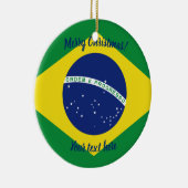 Braziliaanse vlag aangepaste kerstboomfoto keramisch ornament (Rechts)