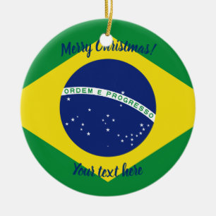 Braziliaanse vlag aangepaste kerstboomfoto keramisch ornament