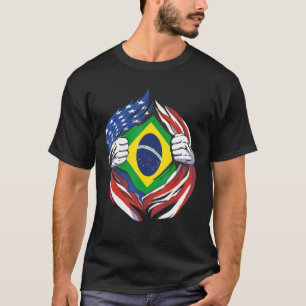 Braziliaanse vlag Amerikaanse trots van mijn Brazi T-shirt