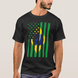 Braziliaanse vlag Amerikaanse vlag Braziliaans T-shirt