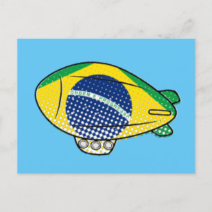 Braziliaanse vlag Blimp ballon in blauwe lucht Cus Briefkaart