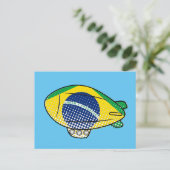 Braziliaanse vlag Blimp ballon in blauwe lucht Cus Briefkaart (Staand voorkant)