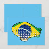 Braziliaanse vlag Blimp ballon in blauwe lucht Cus Briefkaart (Voorkant / Achterkant)