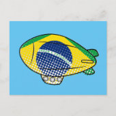 Braziliaanse vlag Blimp ballon in blauwe lucht Cus Briefkaart (Voorkant)